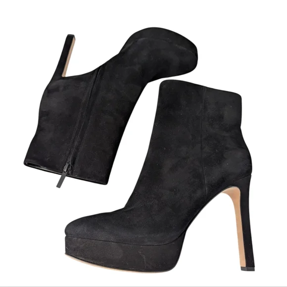 Veronica Beard Dali Black Suede Platform Ankle Boots...Size 8.5